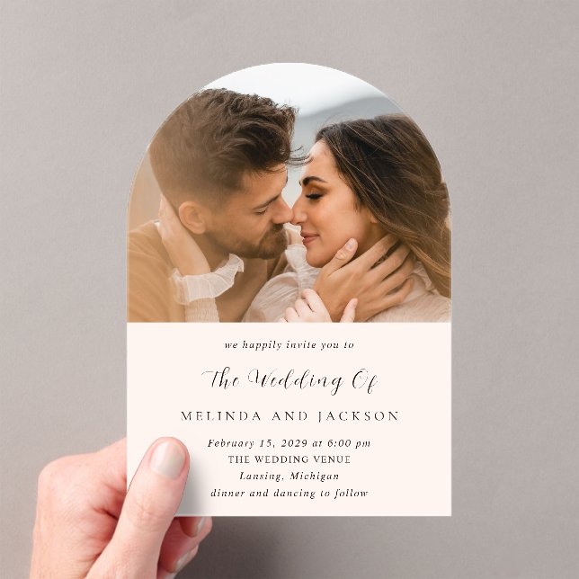 Modern Earthy Neutral Photo Wedding Acryleinladungen (Insitu (Handheld))