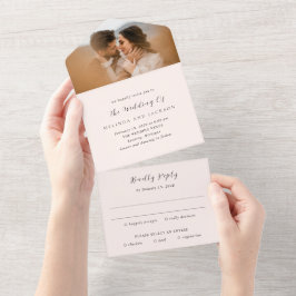 Modern Earthy Neutral Photo Wedding All In One Einladung