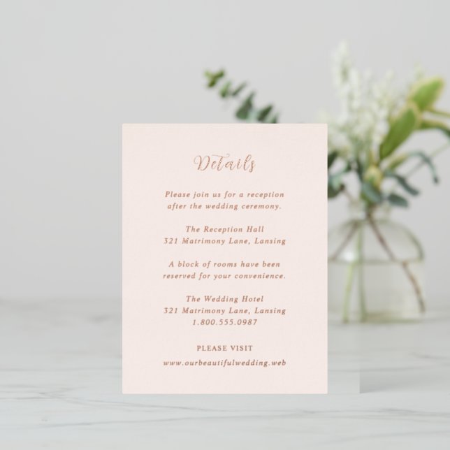 Modern Earthy Neutral Wedding Foil Enclosure Card Folie Einladungspostkarte (Stehend vorne)