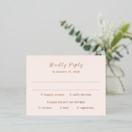 Modern Earthy Neutral Wedding Foil RSVP Card Folie Einladungspostkarte