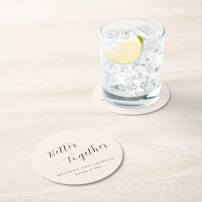 Modern Earthy Neutral Wedding Runder Pappuntersetzer (Vor Ort)