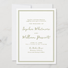 Modern Earthy Olive Green Wedding Invitation Einladung