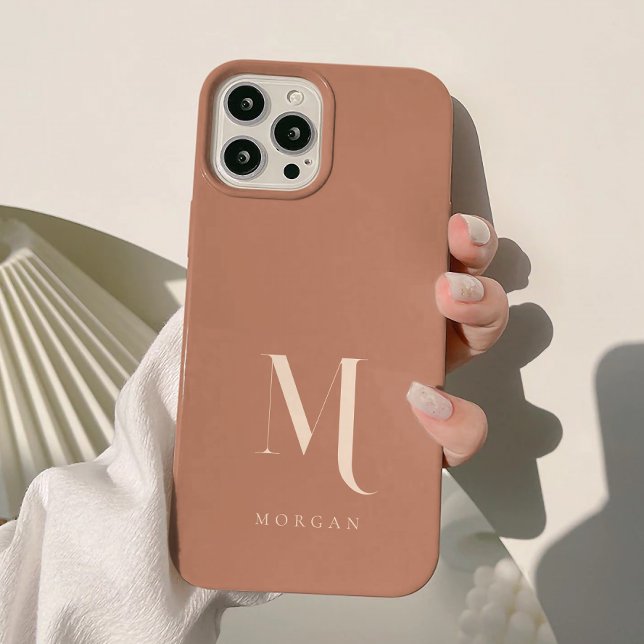 Modern Earthy Terracotta Custom Monogram Case-Mate iPhone Hülle (Von Creator hochgeladen)