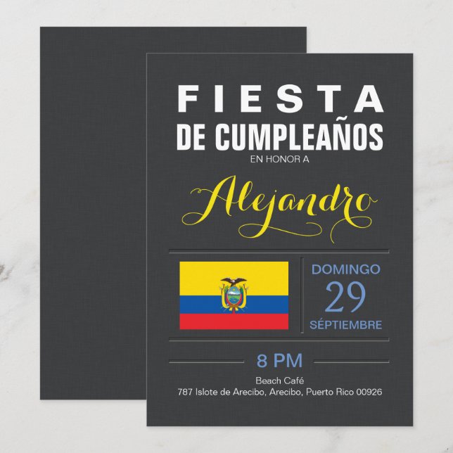 Modern: Ecuador-Republik-Party Einladung (Vorne/Hinten)