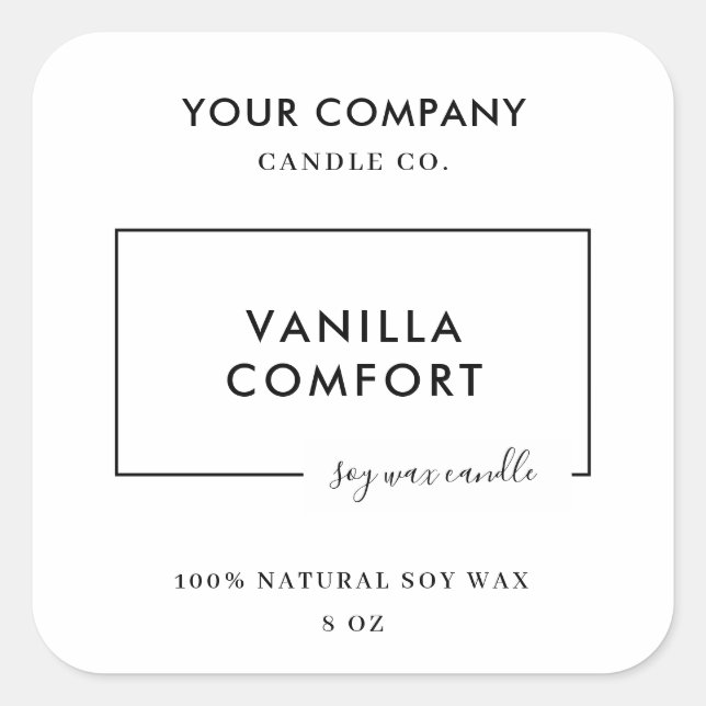 Modern Editable Candle Label Template Quadratischer Aufkleber (Vorderseite)