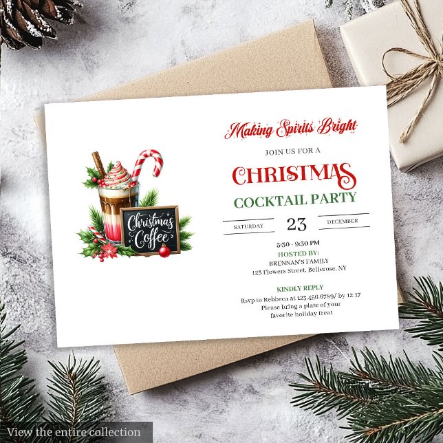 Modern editable Christmas cocktails party invite Einladung (Modern editable christmas cocktails party invitation

)