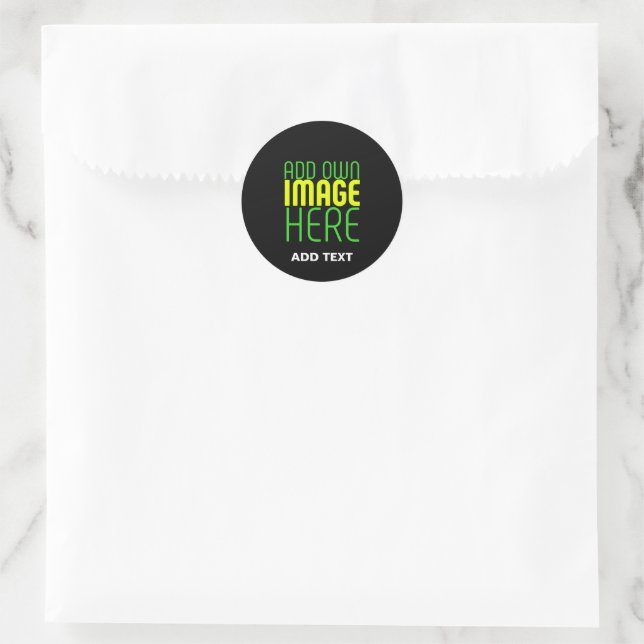 MODERN EDITABLE CUTE BLACK IMAGE TEXT TEMPLATE BAG RUNDER AUFKLEBER (Tasche)