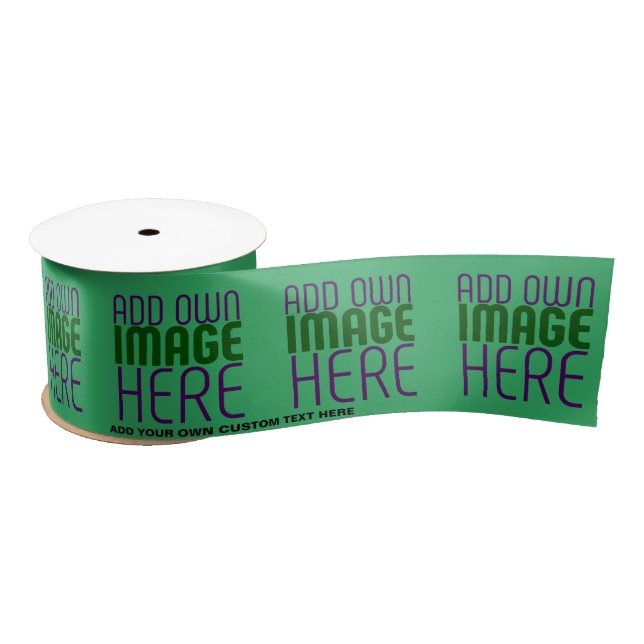 MODERN EDITABLE EMERALD GREEN IMAGE TEXT TEMPLATE SATINBAND (Spule)