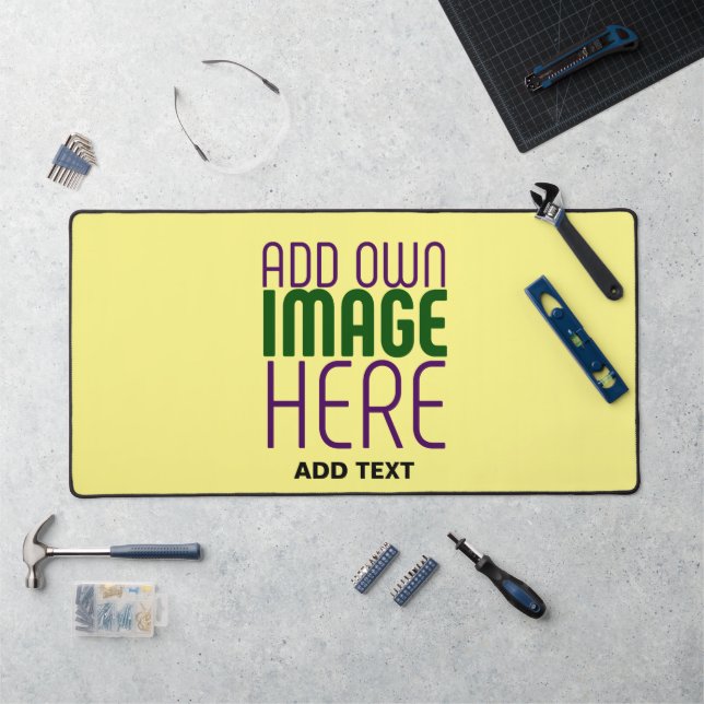 MODERN EDITABLE PASTEL YELLOW IMAGE TEXT TEMPLATE SCHREIBTISCHUNTERLAGE (Arbeitsplatz)