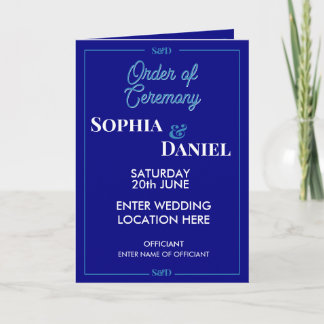 Modern Editable Wedding Order of Ceremony Programm