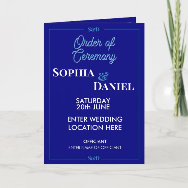 Modern Editable Wedding Order of Ceremony Programm (Vorderseite)