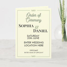 Modern Editable Wedding Order of Ceremony Programm