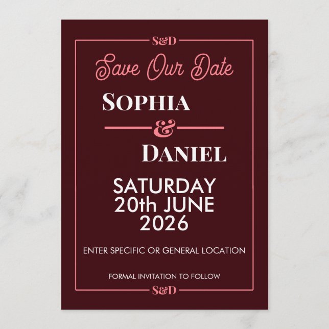 Modern Editable Wedding Save The Date Card Einladung (Vorderseite)