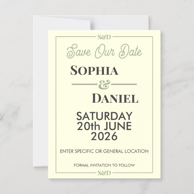 Modern Editable Wedding Save The Date Card Magneteinladung (Vorderseite)
