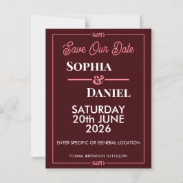 Modern Editable Wedding Save The Date Card Magneteinladung