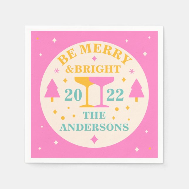 Modern, editierbar mit leuchtenden Farben Weihnach Serviette (Vorderseite)