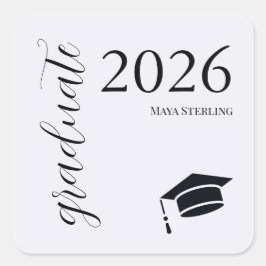 Modern Editorial Script 2026 Signature Graduation Quadratischer Aufkleber