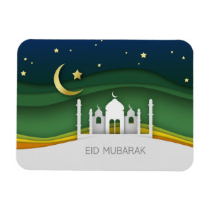 Modern Eid Mubarak Papier Schnitt Moschee - Magnet