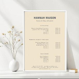 Modern, einfach, Beruflich, Salon, Preisliste Pos Poster