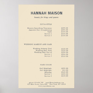 Modern, einfach, Beruflich, Salon, Preisliste Pos Poster