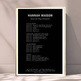 Modern, einfach, Beruflich, Salon, Preisliste Poster