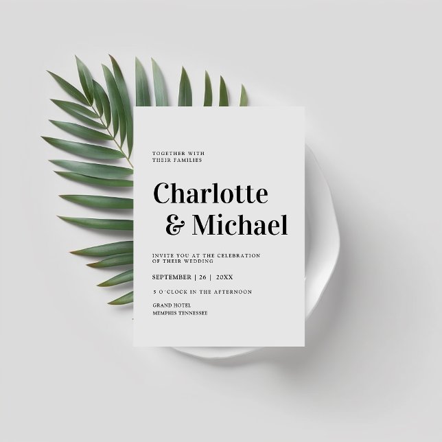 Modern, einfach, elegant Einladung (Modern, simple, elegant, gray, wedding invitation.)