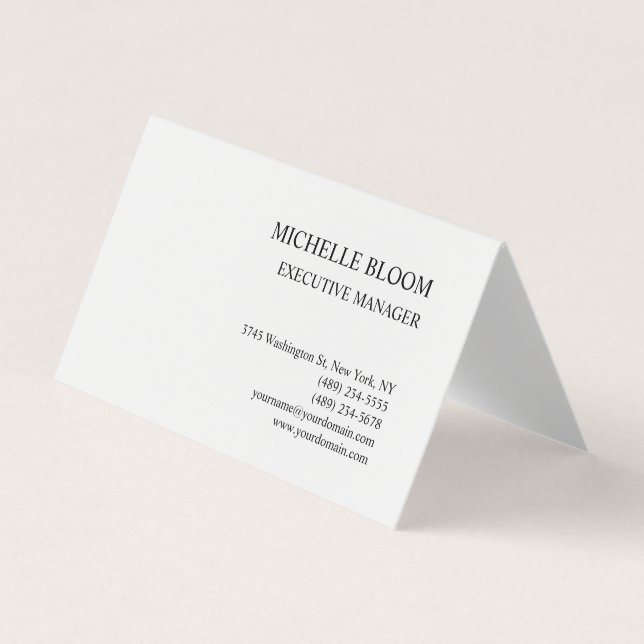 Modern Einfach Minimalistisch Weiß Visitenkarten (Vorderseite)