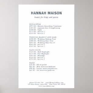 Modern Einfach, Professionell, Salon, Preisliste Poster