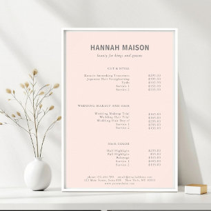 Modern Einfach, Professionell, Salon, Preisliste Poster