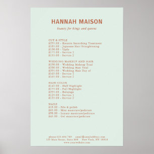 Modern Einfach, Professionell, Salon, Preisliste Poster