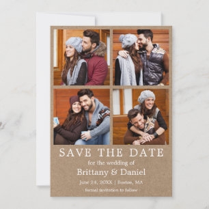 Modern Einfach Save the Date 4 Foto Kraft Card
