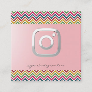 Modern Einfach ,Silber ,Zickzack,Instagram Quadratische Visitenkarte