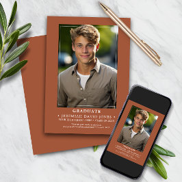 Modern Einfach Terracotta Brown Foto Abschluss Ankündigung