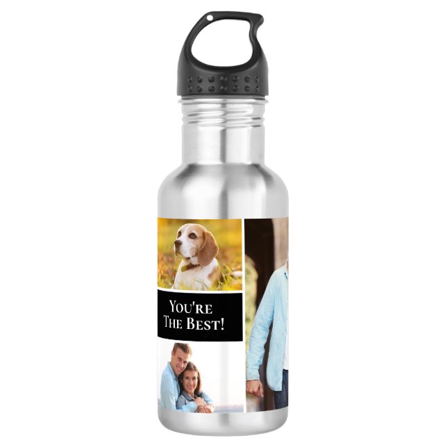 Modern Einfache 4-Foto Collage Sie sind die beste Edelstahlflasche (Vorderseite)
