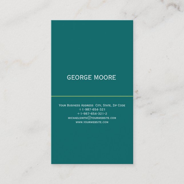 Modern Einfache Green Blue Schlicht Business Card Visitenkarte (Vorderseite)