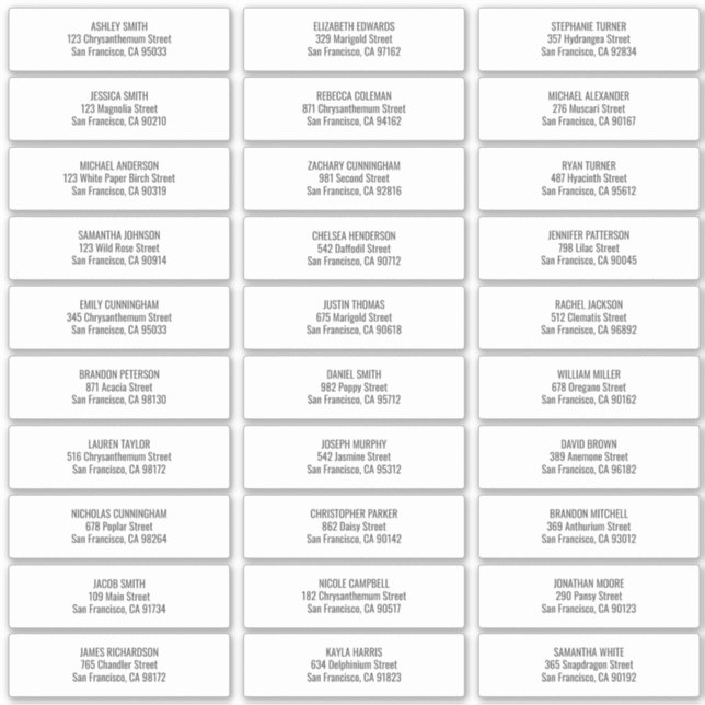 Modern + Einfache Hochzeitgästen-Adresse Aufkleber (Vorderseite)