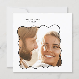 MoDeRN Einfache MINIMAL Wavy Frame Foto Hochzeit Save The Date