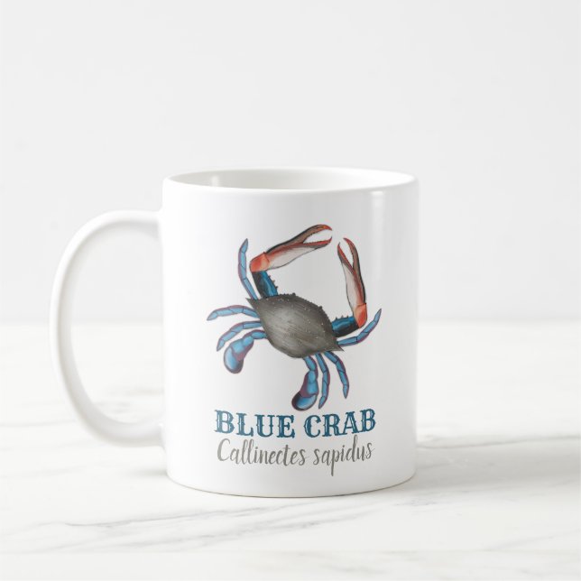 Modern Einfache Nautic Blue Crab Elegante Niedlich Kaffeetasse (Links)