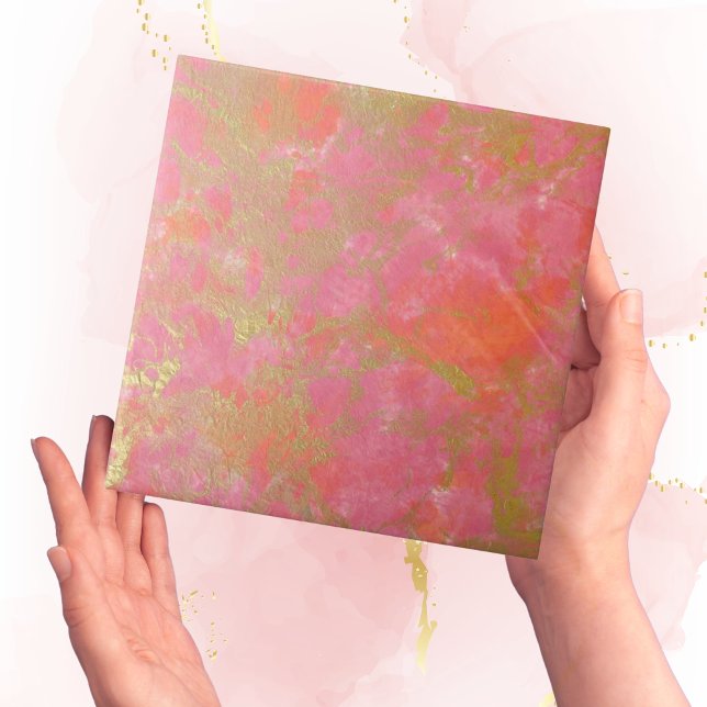 Modern Einfache rosa Imitate Marmoreffekt Tile Fliese (pink marble with gold elegant tiles)