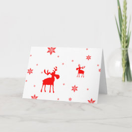Modern Einfache Rote Moose Snowflakes Ferienkarte Feiertagskarte