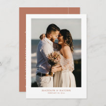 Modern Einfache Terracotta mit Foto Wedding