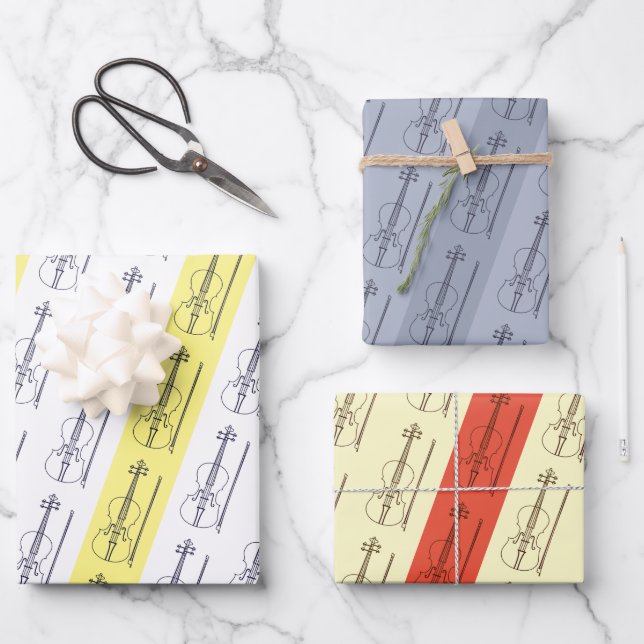 Modern Einfache Violine Schwarz Gelb Terracotta Bl Geschenkpapier Set (Vorderseite)