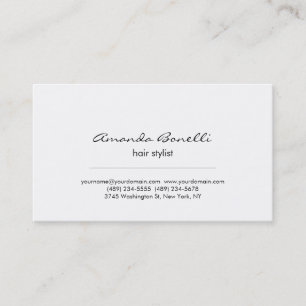 Modern einfache White Hair Stylist Business Card Visitenkarte