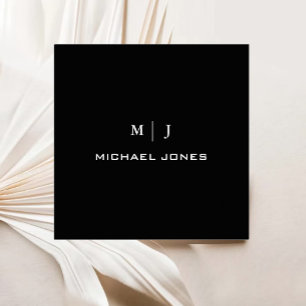 Modern einfaches Monogramm Name Black Paper Quadratische Visitenkarte