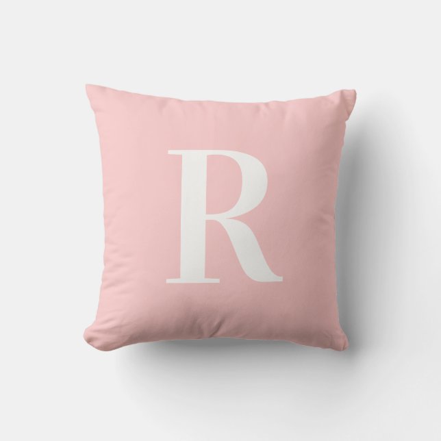 Modern einfaches Monogramm Rosa Kissen (Vorderseite)