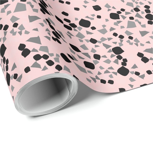 Modern einfaches rosa Terrazzo Wrapping Paper Geschenkpapier (Rolleneckpunkt)