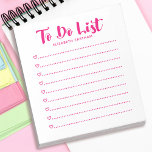 Modern einfaches Skript zum Auflisten von Notepad Notizblock<br><div class="desc">Ein einfaches und modernes Hot-Roink-Notizblock mit den Worten "To do List" in einem Hot-Rosa-Script-Schriftart. Personalisieren Sie es mit Ihrem Namen. Macht Spaß für Valentinstag,  Geburtstage oder jede Gelegenheit! Entworfen für Sie von BlackBerry Boulevard.</div>