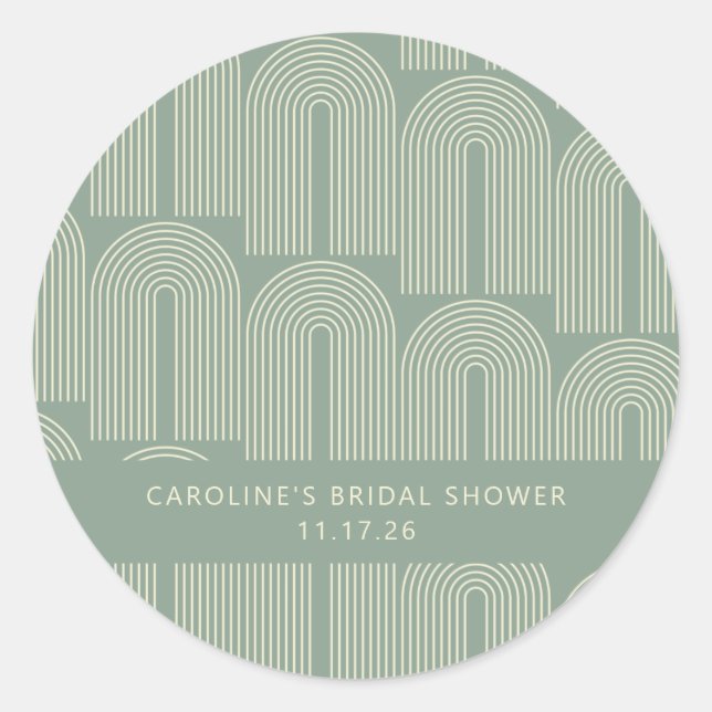 Modern eingerichtetes Arch Line Art Sage Custom Br Runder Aufkleber (Vorderseite)