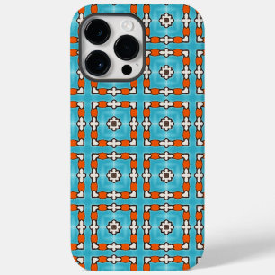 Modern Elegance Blue Orange White Azulejos Tile Case-Mate iPhone 14 Pro Max Hülle