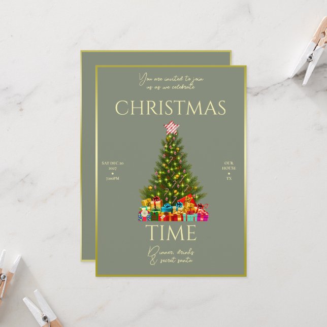 Modern Elegance Christmas Party Einladung (Vorderseite/Rückseite Beispiel)